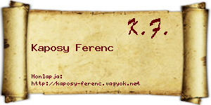 Kaposy Ferenc névjegykártya