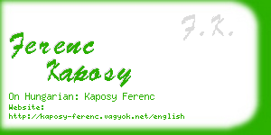 ferenc kaposy business card